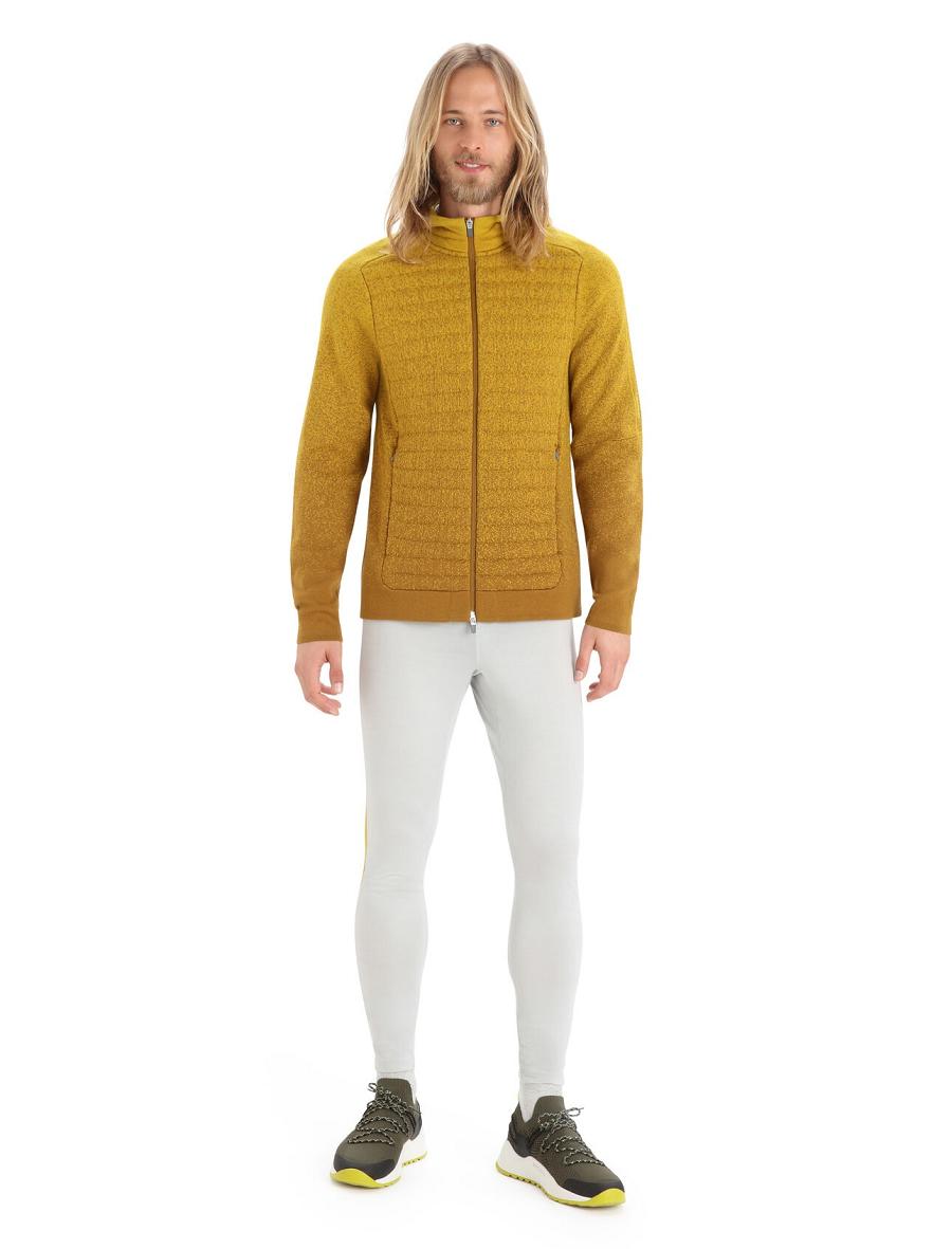 Clove / Silent Gold Men's Icebreaker ZoneKnit™ Merino Insulated Long Sleeve Zip Into the Deep Hoodie | USA 1259TCEV